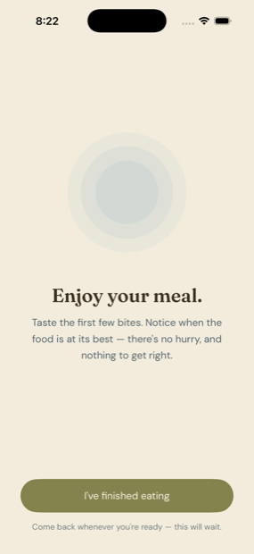The meal pause, with a slow breathing circle